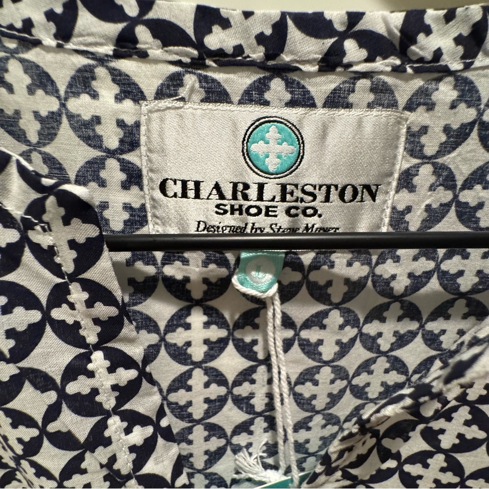 CHARLESTON SHOE CO. Navy and White Patterned Top - Picture 4 of 4